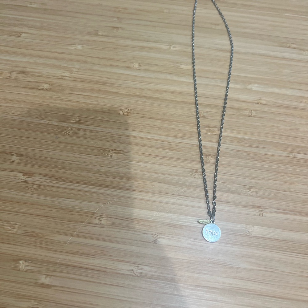 “Hope” Pendant Necklace – Minimalist Silver Tone